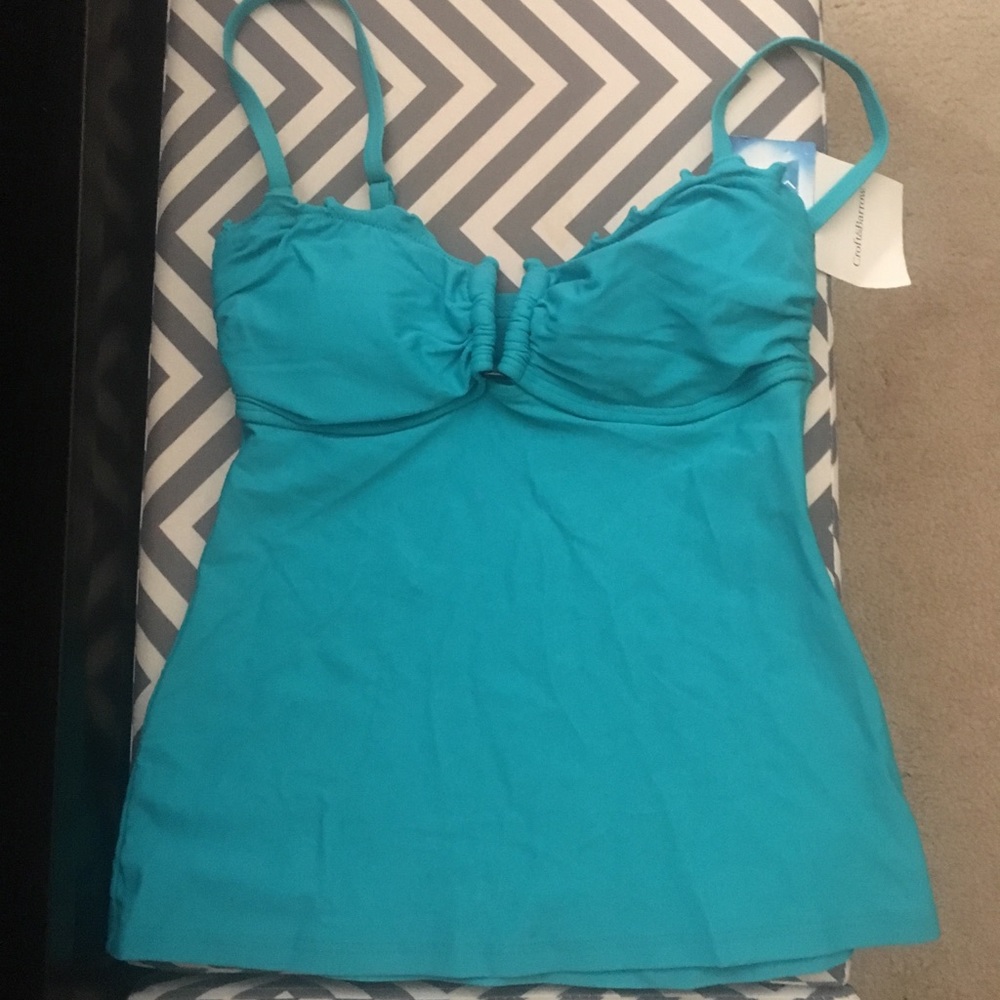 Teal Tankini Bathing Suit Top Size 6 NEW